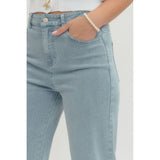 Entro - Wide Leg Jeans w Cuff - Light Blue