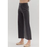 Entro - Wide Leg Pants with Patch Pockets - Black
