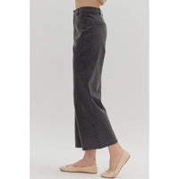 Entro - Wide Leg Pants with Patch Pockets - Black