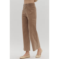 Entro - Wide Leg Pants with Patch Pockets - Brown