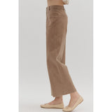 Entro - Wide Leg Pants with Patch Pockets - Brown