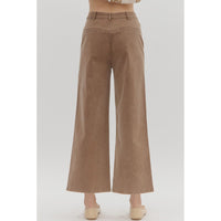 Entro - Wide Leg Pants with Patch Pockets - Brown