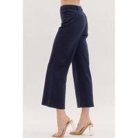 Entro - Wide Leg Pants With Patch Pockets - Navy