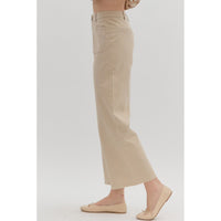 Entro - Wide Leg Pants with Patch Pockets - Stone