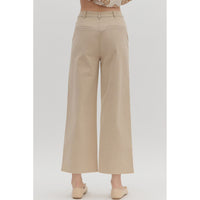 Entro - Wide Leg Pants with Patch Pockets - Stone