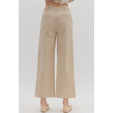 Entro - Wide Leg Pants with Patch Pockets - Stone