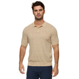 Flag & Anthem - Glendora SS Ribe Stitch Sweater Polo - Oatmeal