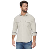 Flag & Anthem - Hero Solid Twill Knit Flannel Shirt - Light Grey
