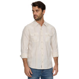 Flag & Anthem - Hueytown LS Textured Stripe Western Shirt - Cream/Taupe