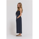 Tie Front Gauze Jumpsuit - Midnight