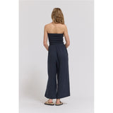 Tie Front Gauze Jumpsuit - Midnight