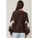 ILLA ILLA - Knite Horse Cozy Cardigan - Brown