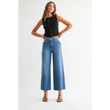 Just Black Denim - High Rise Scissor Cut Wide Leg - Medium Denim