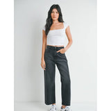 Just Black Denim - High Rise Twist Seam Barrel Jean - Washed Black
