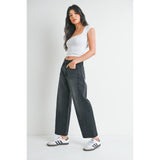 Just Black Denim - High Rise Twist Seam Barrel Jean - Washed Black