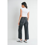 Just Black Denim - High Rise Twist Seam Barrel Jean - Washed Black