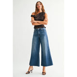 Just Black Denim - Wide Leg Flare Crop - Medium Denim
