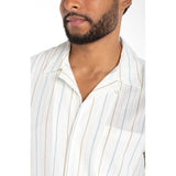 Liverpool - Men's S/S Button Up Camp Shirt - Ivory/Aqua/Stripe