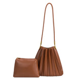 Melie Bianco - Carrie Pleated Vegan Leather Shoulder Bag - Saddle