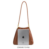Melie Bianco - Carrie Pleated Vegan Leather Shoulder Bag - Saddle