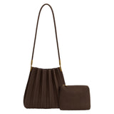 Melie Bianco - Carrie Pleated Vegan Suede Shoulder Bag - Chocolate