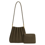 Melie Bianco - Carrie Pleated Vegan Suede Shoulder Bag - Olive