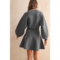 Miou Muse - Balloon Sleeve Sweater Dress - Deep Blue