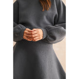 Miou Muse - Balloon Sleeve Sweater Dress - Deep Blue