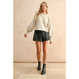 Miou Muse - Boat Neck Sweater Top - Oatmeal