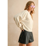 Miou Muse - Boat Neck Sweater Top - Oatmeal