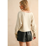 Miou Muse - Boat Neck Sweater Top - Oatmeal
