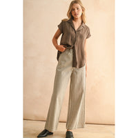 Miou Muse - Button Down Cap Shirt - Coffee