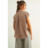 Miou Muse - Button Down Cap Shirt - Rose