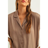 Miou Muse - Button Down Cap Shirt - Rose