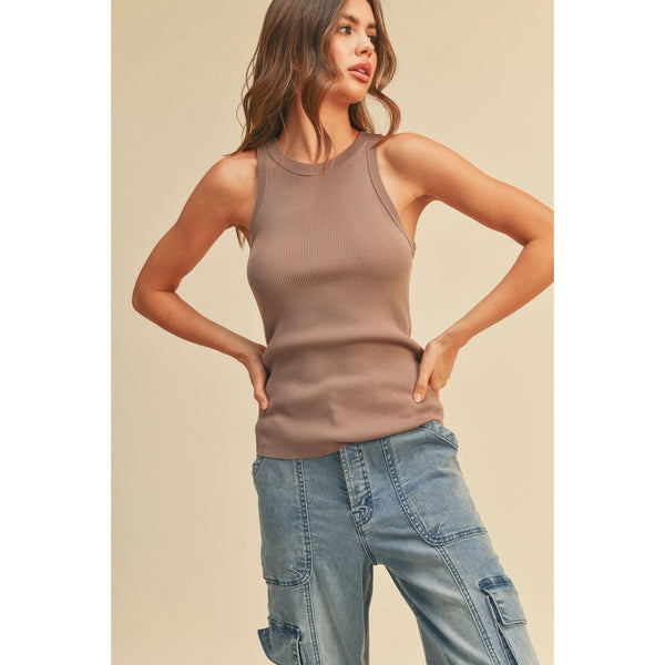 Miou Muse - Classic Ribbed Tank - Coffee