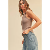 Miou Muse - Classic Ribbed Tank - Coffee