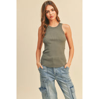 Miou Muse - Classic Ribbed Tank - Olive