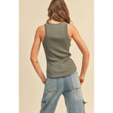 Miou Muse - Classic Ribbed Tank - Olive
