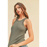 Miou Muse - Classic Ribbed Tank - Olive