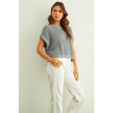 Miou Muse - Dolman Sleeve Knitted Top - Blue