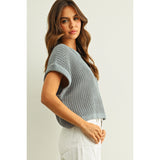 Miou Muse - Dolman Sleeve Knitted Top - Blue