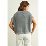 Miou Muse - Dolman Sleeve Knitted Top - Blue