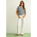 Miou Muse - Dolman Sleeve Knitted Top - Blue