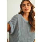 Miou Muse - Dolman Sleeve Knitted Top - Blue