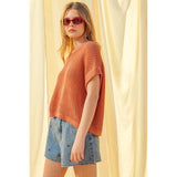 Miou Muse - Dolman Sleeved Knitted Top - Coral