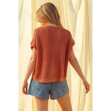 Miou Muse - Dolman Sleeved Knitted Top - Coral