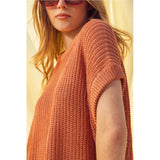 Miou Muse - Dolman Sleeved Knitted Top - Coral