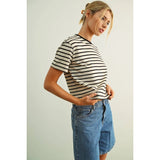 Miou Muse - Essential Stripe Ringer Tee - Black