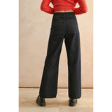 Miou Muse - Indigo Denim Straight Wide Leg Pants - Indigo Blue
