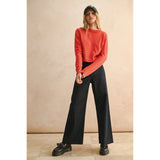 Miou Muse - Indigo Denim Straight Wide Leg Pants - Indigo Blue